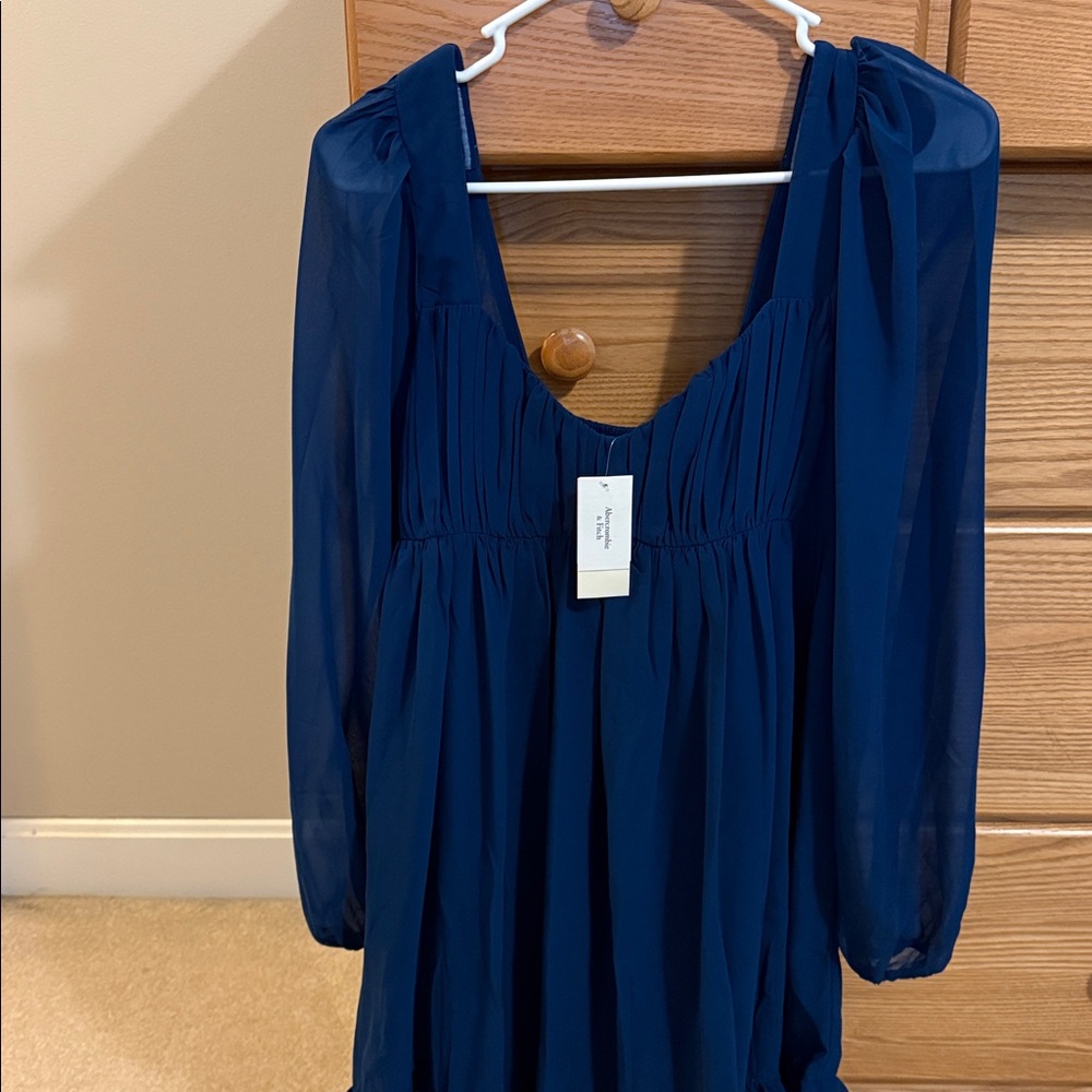 Abercrombie Navy Blue Long Sleeve Dress. NWT